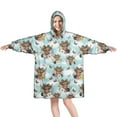 thumbnail image 1 of Blue Highland Cow Flower Butterfly Pattern Wearable Oversized Blanket,Wearable Blanket Hoodie for Adults,Cozy Hooded Blankets with Super Pockets,Super Warm Fuzzy Pullover for Women & Men, 1 of 6