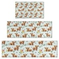 thumbnail image 1 of Blue Highland Cow Flower Leaf Pattern Kitchen Rugs Sets Of 3,Kitchen Runner Rugs Non Skid Washable,Decorative Kitchen Floor Mats for Kitchen,Sink,Laundry,17"x30"+ 17"x47" + 17"x59", 1 of 6