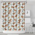 thumbnail image 1 of Blue Highland Cow Flower Leaf Pattern Shower Curtain 72"x84" ,Bathroom Decorative Shower Curtains Set with 12 Hooks,Modern Waterproof Washable Shower Curtain, 1 of 6