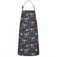 thumbnail image 1 of Blue Highland Cow Flower Pattern Apron-Garden Aprons for Women with Pockets-Cotton Linen Waterproof Kitchen Cooking Gardening Aprons Adjustable for Kitchen,Cooking,BBQ and Salon 33x27 Inch, 1 of 7