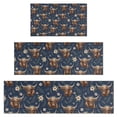 thumbnail image 1 of Blue Highland Cow Flower Pattern Kitchen Rugs Sets Of 3,Kitchen Runner Rugs Non Skid Washable,Decorative Kitchen Floor Mats for Kitchen,Sink,Laundry,17"x30"+ 17"x47" + 17"x59", 1 of 6