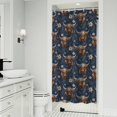 thumbnail image 1 of Blue Highland Cow Flower Pattern Shower Curtain 36"x72" ,Bathroom Decorative Shower Curtains Set with 12 Hooks,Modern Waterproof Washable Shower Curtain, 1 of 6