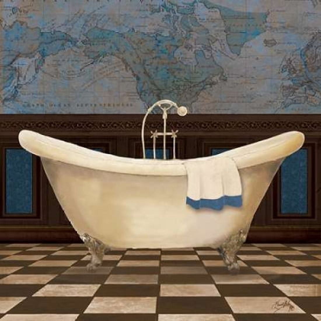 Blue Historic Bath I Canvas Art - Elizabeth Medley (24 x 24)