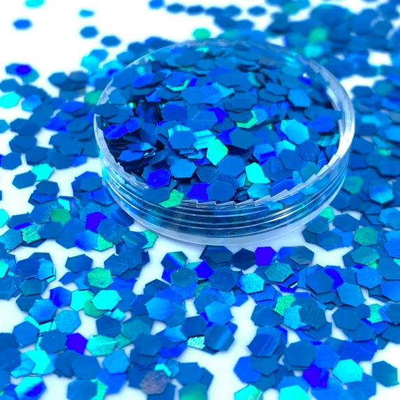 Blue Holographic Chunky Glitter for Crafts, Epoxy, Resin, Tumblers, DIY Decorations, Nail Art (1oz = 28g)