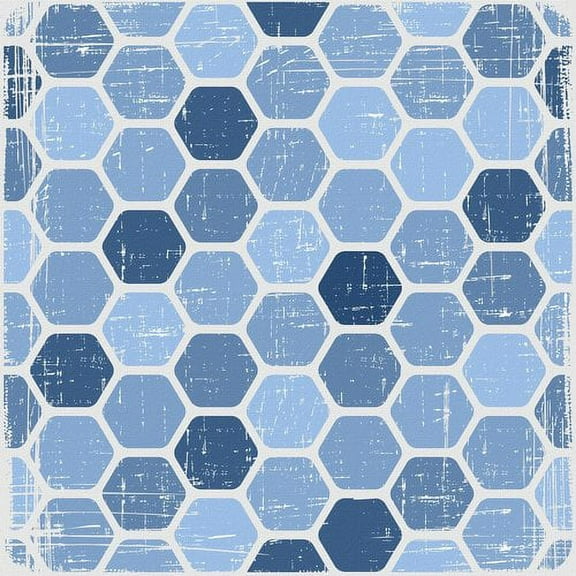 "Blue Honeycomb" Painting Print on Wrapped Canvas