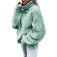 thumbnail image 1 of Blue Hoodies for Women Solid Casual Long Knitted Sleeve Off The Sweater Womens Shoulder Pullover Sweater Fall Tops for Women 2025, 1 of 4