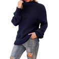 thumbnail image 1 of Blue Hoodies for Women's High Neck Large Sweater Batwing Long Sleeve Pullover Loose Knit Pullover Sweater Fall Tops for Women 2025, 1 of 4