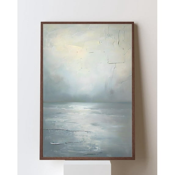 Blue Horizon Wabi Sabi Art, Minimalist Neutral Landscape Wall Art, Still Water, Calming Modern Decor, Wall Art, Unframed Canvas Size 24x36