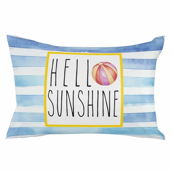 Blue Horizontal Striped Throw Pillow Cover 24 x 36 Inch Decorative Pillow Cover Summer Beach Ball Vintage Lumbar Pillowcase Seasonal Rectangle Cushion Case for Couch Sofa Bed Living Room