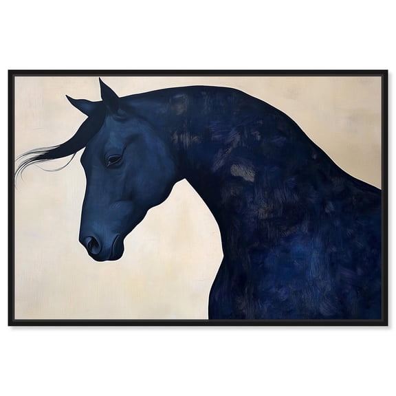 Blue Horse I Canvas Maximalist Wall Decor by Art Remedy, Black Frame, 15 x 10