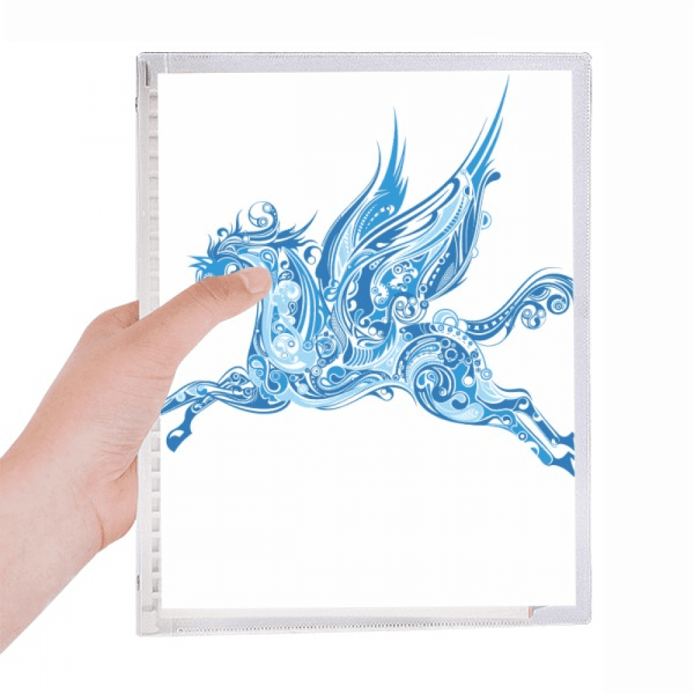 Blue Horse Wing Animal Art Grain Notebook Loose Diary Refillable Journal Stationery