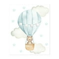 thumbnail image 1 of Blue Hot Air Balloon, Bear, Forest Animals, Woodland Animals, Boy Nursery - Illustration Hot Air Balloon Watercolor Whimsical Animal Stars Unframed Wall Art Print 6 x 8 inches, 1 of 13