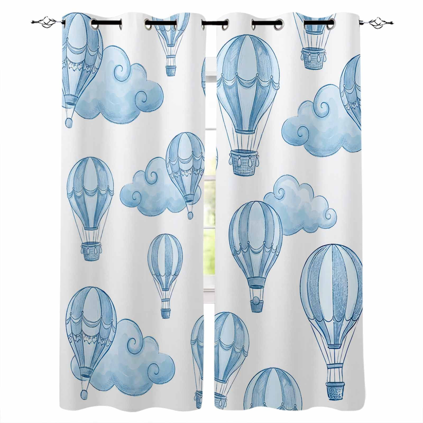 Blue Hot Air Balloon Blackout Curtains for Bedroom/Living Room, Thermal ...