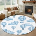 thumbnail image 1 of Blue Hot Air Balloon Round Area Rug 6Ft Washable Circle Rugs for Bathroom Office, Modern Balloon Float Clouds Non-Slip Carpet Floor Mats Indoor Outdoor Carpet Runner Aesthetic Home Decor, 1 of 8