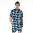 thumbnail image 1 of Blue Houndstooth Pattern Short Sleeve Men'S Rompers Casual Summer Jumpsuits Outfit, 1 of 4