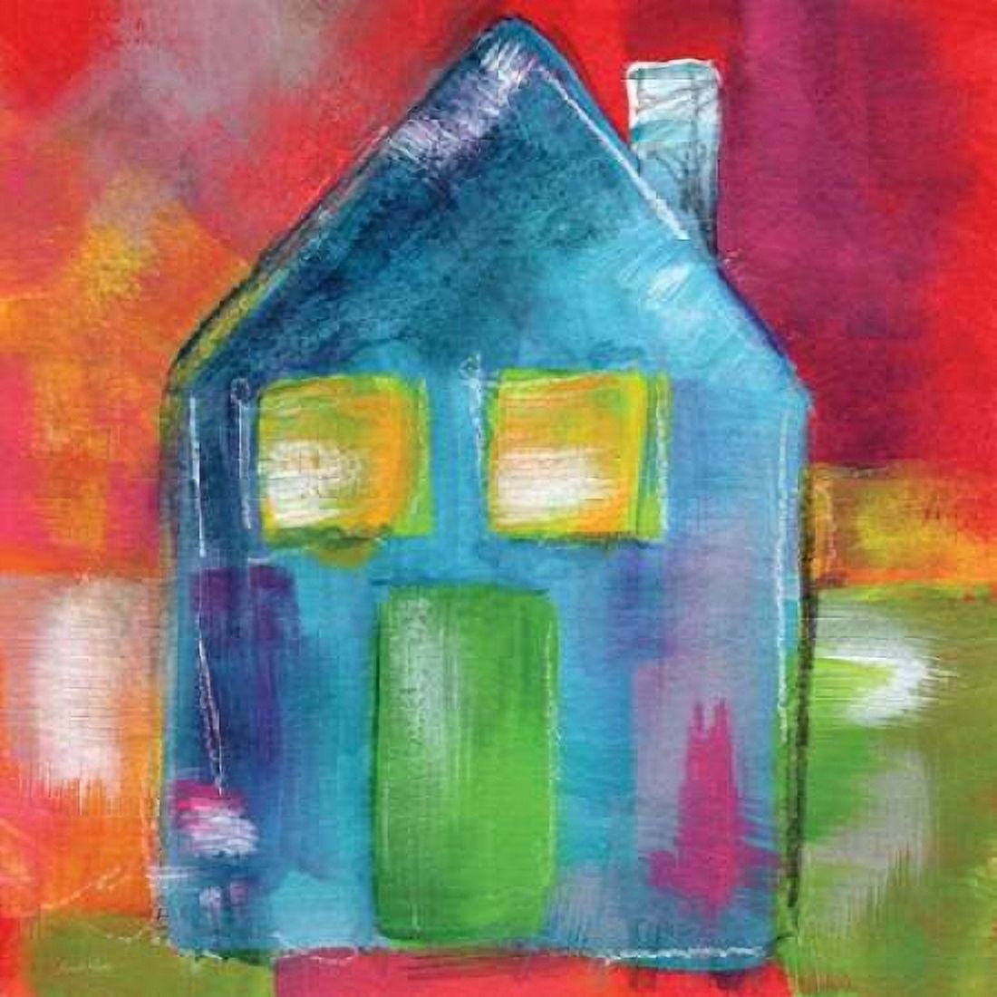 Blue House Canvas Art - Linda Woods (24 x 24)