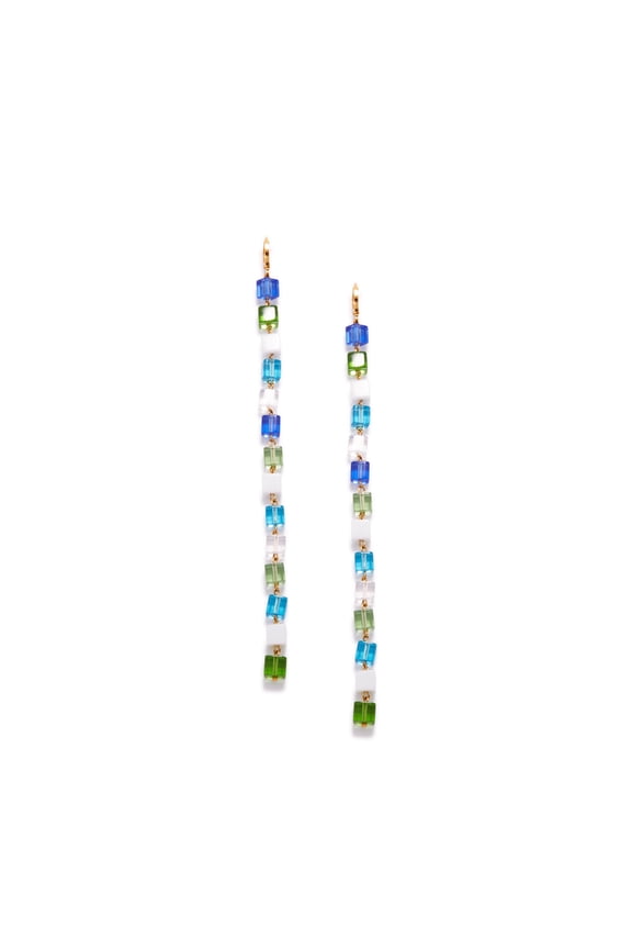 Blue Hue Building Block Drop Earrings