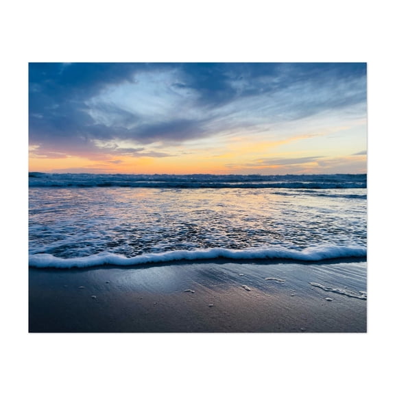 Blue Hue Sunset I - Manhattan Beach California Photography Sunset Beach Ocean Coast Seascape Waves Nature Unframed Wall Art Print 24 x 36 inches