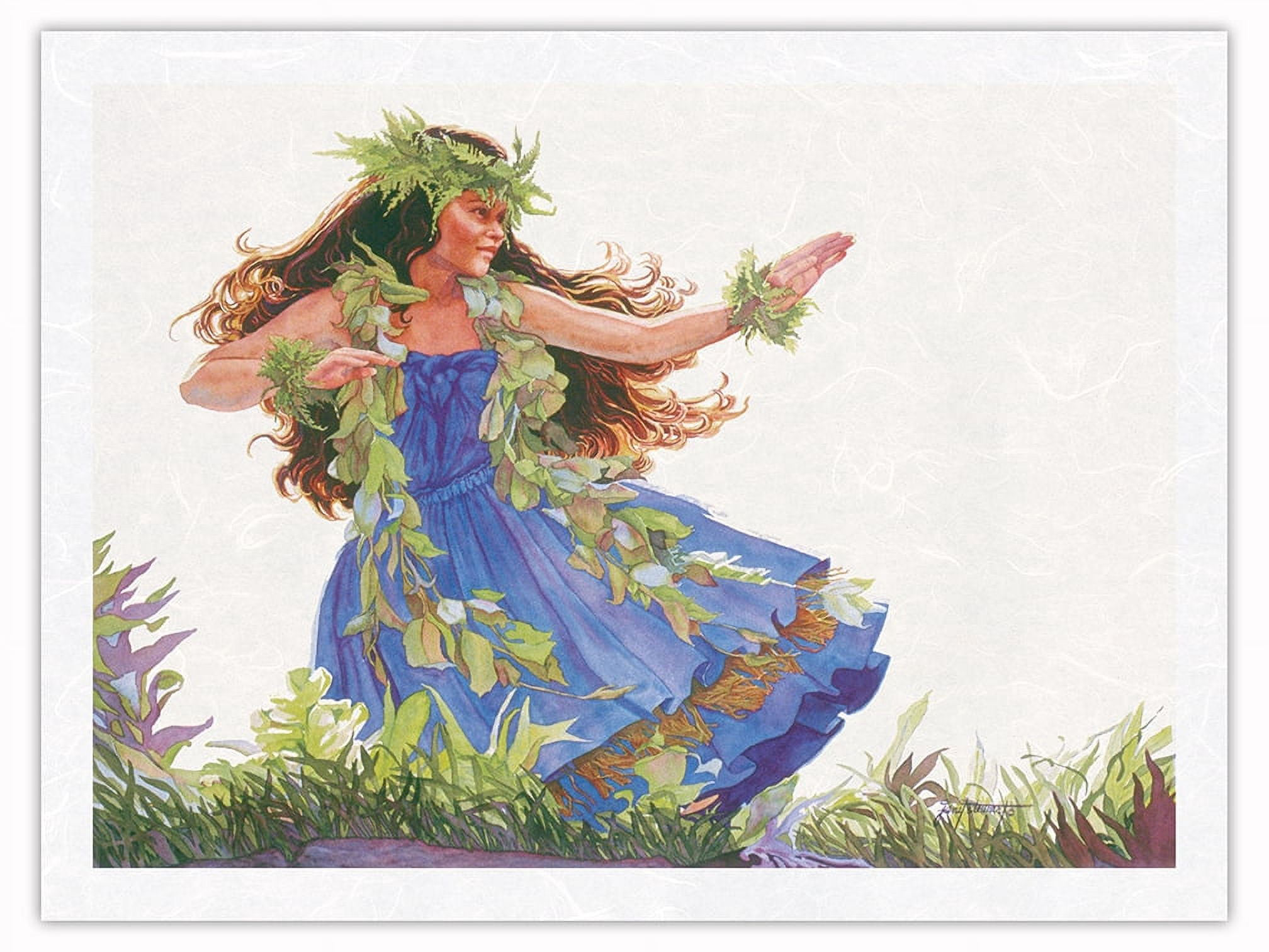 Blue Hula (Ka Hula Uliuli) Hawaiian Dancer From an Original