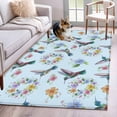 thumbnail image 1 of Blue Hummingbird Area Rugs 2.7'x5', Washable Small Throw Rugs for Kitchen Bedroom, Spring Watercolor Flowers Leaf Plant Indoor Outdoor Rug Non-Slip Low Pile Carpet Runner Reversible Floor Mats, 1 of 8