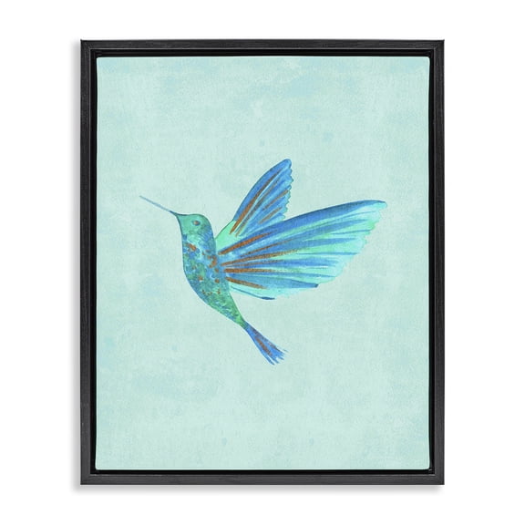 Stupell Industries Blue Hummingbird Simplicity Black Framed Floater Canvas Wall Art, design by Camila Juncos, 21 x 17