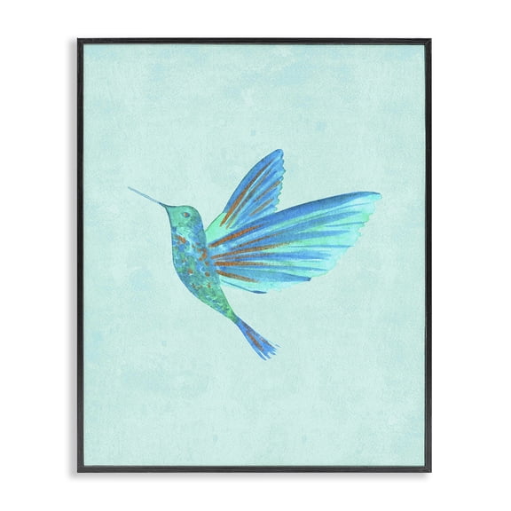 Stupell Industries Blue Hummingbird Simplicity Black Framed Giclee Art, design by Camila Juncos, 14 x 11