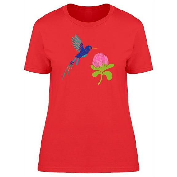 Blue Hummingbird With Flower T-Shirt Women -Image by Shutterstock, Female Large