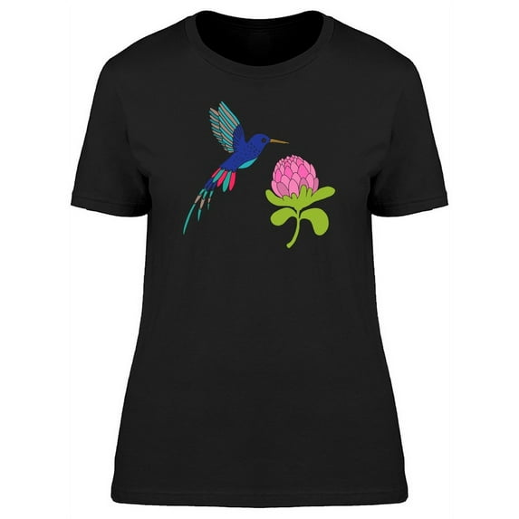 Blue Hummingbird With Flower T-Shirt Women -Image by Shutterstock, Female XX-Large