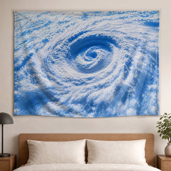 Blue Hurricane Cloud Vortex Wall tapestry,Large size Printed Horizontal Tapestry blanket,Polyester Fabric Wall Hanging for living room,bedroom,Gift for Family and Friends