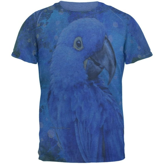 Blue Hyacinth Macaw Splatter Mens T Shirt Heather Royal 2XL