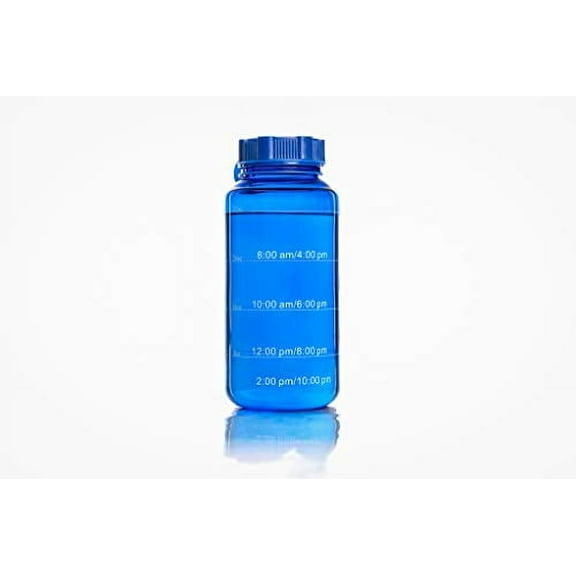 Blue Hydr8 Time Marked Sports Water Bottle Hydration System 32Oz 1000Ml