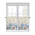 thumbnail image 1 of Blue Hydrangea 2 Panel Kitchen Curtains for Small Windows, Pink Flowers Spring Botanical Country Plants Bathroom Tier Curtain, Short Window Treatment for Bedroom/Living Room 55"x24", 1 of 6