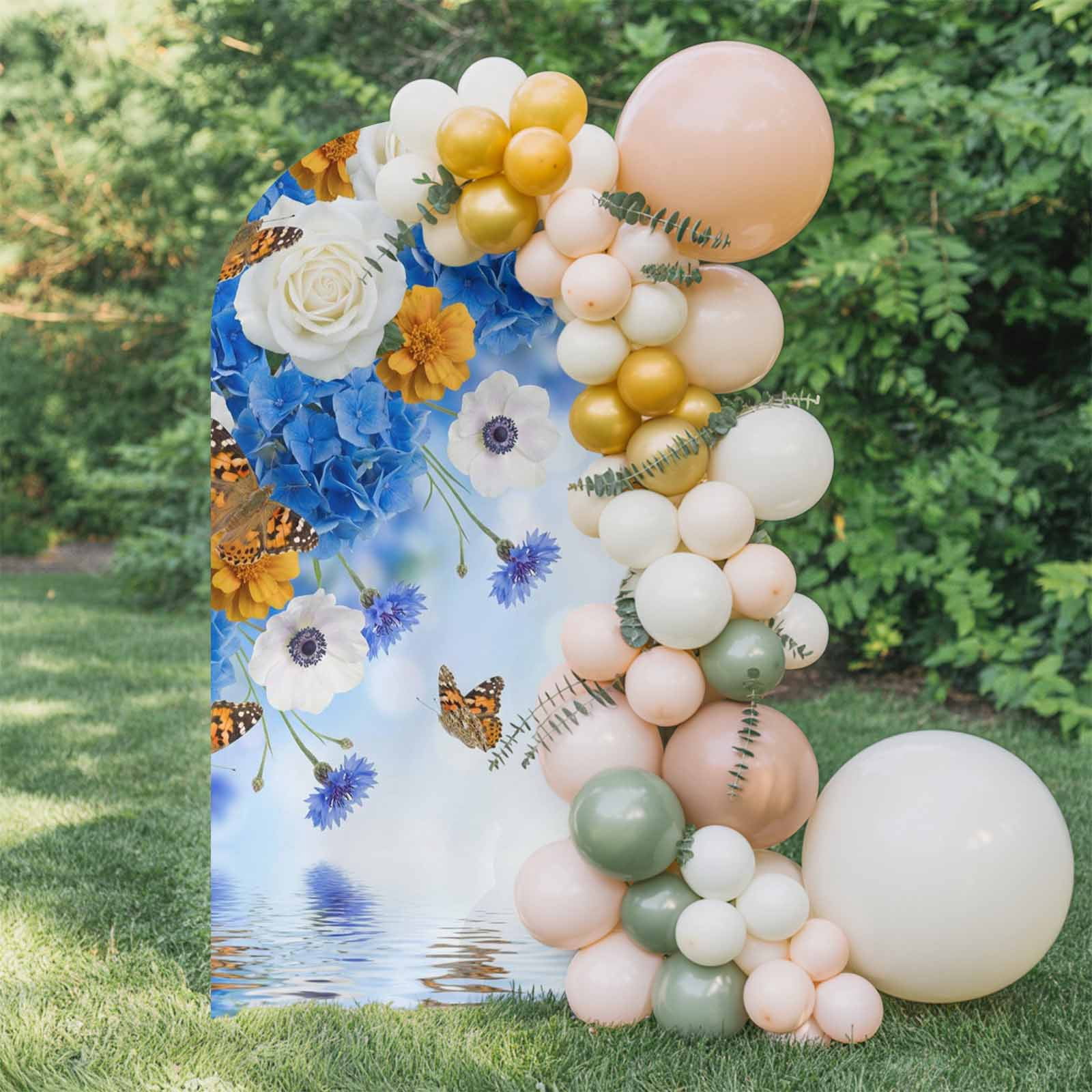 Blue Hydrangea Arch Backdrop Cover 6 FT, White Orange Flowers ...