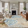 thumbnail image 1 of Blue Hydrangea Area Rugs 5'x8', Washable Small Throw Rugs for Classroom Bedroom, Flowers Leaves Butterfly Retro Khaki Indoor Outdoor Rug Non-Slip Low Pile Carpet Runner Reversible Floor Mats, 1 of 8