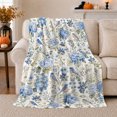 thumbnail image 1 of Blue Hydrangea Bird Autumn, Cozy Bird Art Scene, Warm Flannel Blanket for Living Room and Reading Nook with Detailed Artwork, Bird Lovers Thanksgiving Gift, Artistic Home Decor, 1 of 9