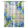 thumbnail image 1 of Blue Hydrangea Black Out Curtains 54 Inch Long, Short Curtains for Small Window, Rustic Wooden Butterfly Spring Floral Room Darkening Farmhouse Window Curtains for Kitchen Bedroom 42"x54" 2 Panels, 1 of 8