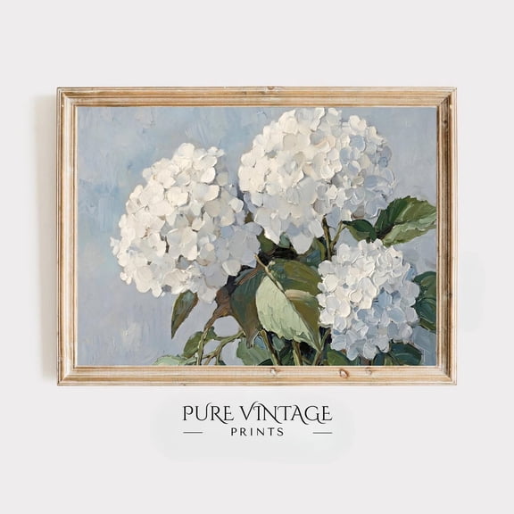 Blue Hydrangea Botanical Wall Art Print, Unframed Paper Poster 11x14in
