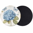 thumbnail image 1 of Blue Hydrangea Coasters Set of 2, Spring Vintage Botanical Butterfly Absorbent Coasters for Drinks, Coaster for Bar Office Dining Coffee Table Accessories Decor, Non Slip Round Desk Coaster, 1 of 9