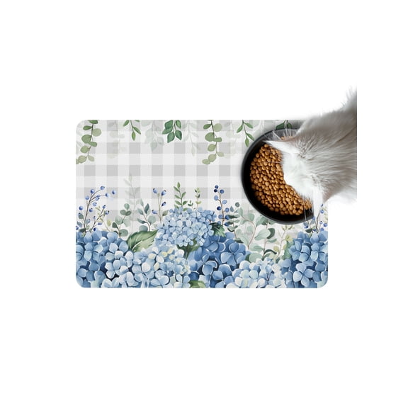 Blue Hydrangea Doormat Non Slip Diatomaceous Earth Door Mat Absorbent Quick Dry Soft Washable Entrance Rug for Bathroom Laundry Room 16"x24"
