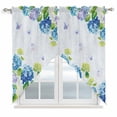 thumbnail image 1 of Blue Hydrangea Floral Swag Curtains for Kitchen/Bedroom/Living Room, Spring Butterfly Watercolor Flower Scalloped Curtains 63 Inch Long, Window Swag Topper Curtains Valances 2 Panels Set 36"x63", 1 of 8