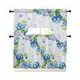 thumbnail image 1 of Blue Hydrangea Floral Swag Kitchen Curtains Sets for Windows 24 Inch Length, Spring Butterfly Watercolor Flower Short Window Curtain Panels Swags Valances and Tiers 3 Piece Set for Cafe/Dining Room, 1 of 5