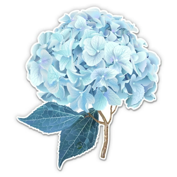 Blue Hydrangea Flower - 5" Vinyl Sticker - For Car Laptop I-Pad - Waterproof Decal