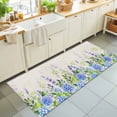 Blue Hydrangea Flower Green Leaves Rectangle Rug 2'x6' Retro Linen ...