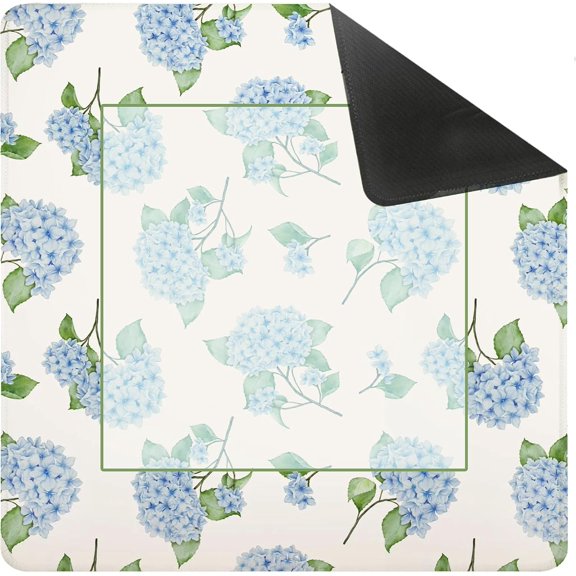 Blue Hydrangea Flower Mahjong Mat for Table 31.5 x 31.5 in, Grandmillennial Blue Floral Cottagecore Anti-Slip Mahjong Table Cover Tablecloth for Poker Board Card Tile Game Dominoes