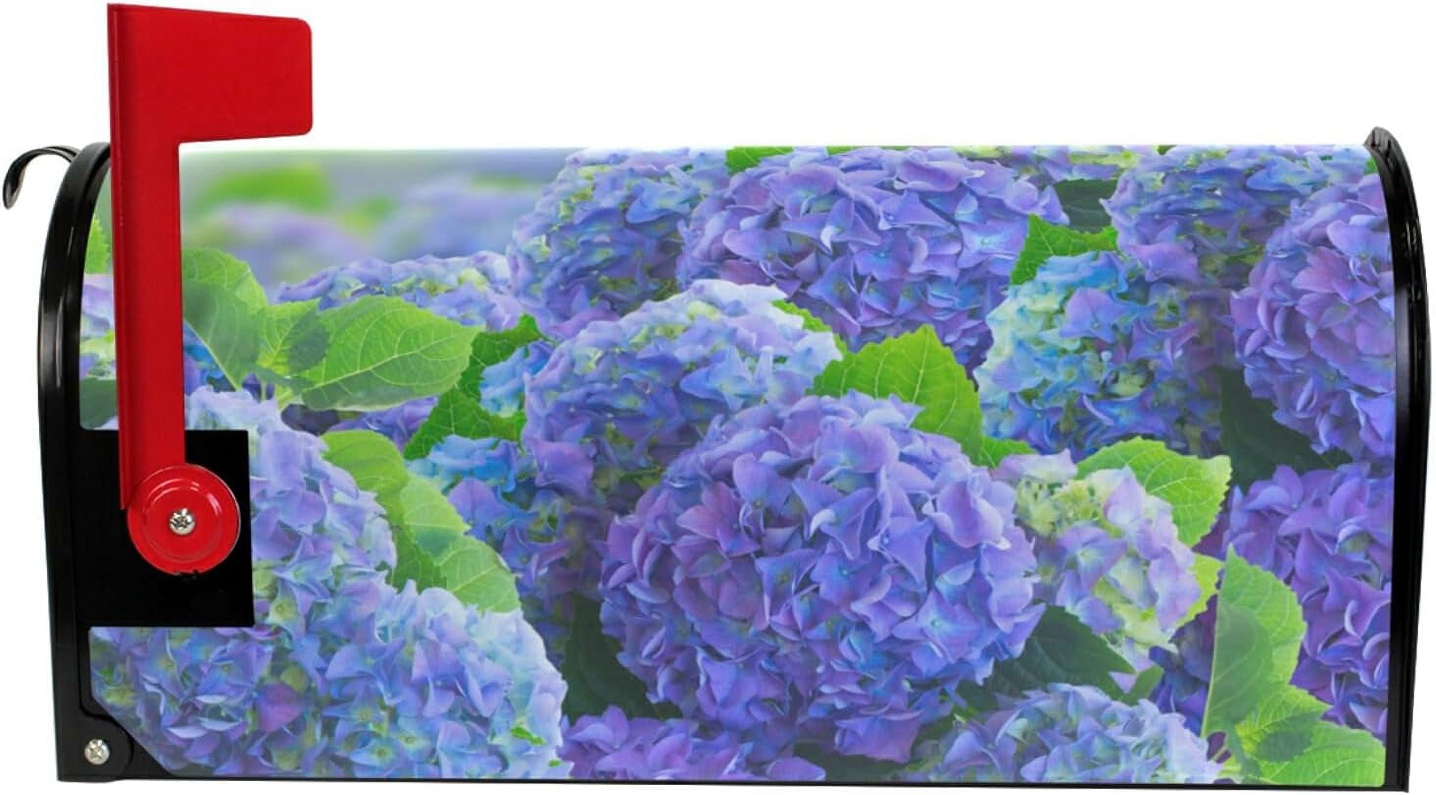 Blue Hydrangea Flowers Magnetic Mailbox Cover Spring MailWraps Garden Yard Home Decor for Outside Standard Size-18"x 20.8"\u2026
