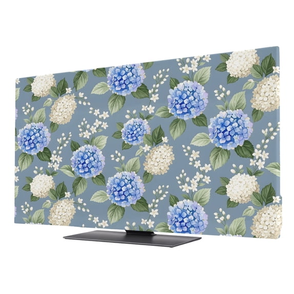 Blue Hydrangea Flowers TV Cover for 65 Inch Screen,Stretch Fabric ...