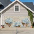 thumbnail image 1 of Blue Hydrangea Garage Door Cover Banner 6 x 13 FT, Flowers Leaves Butterfly Retro Khaki Garage Door Curtains Backdrop with Grommets for Indoor Outdoor Wall Party Porch Yard Decorations Background, 1 of 9