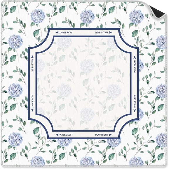 Blue Hydrangea Grandmillennial Flower Cottagecore Mahjong Mat