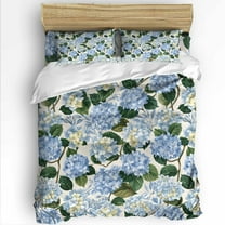 Blue Hydrangea King Size Comforter Set, Floral Country Farmhouse Watercolor Soft Bedding for All Seasons, 4 Pcs Bed Set with 1Comforter (90"x106") ,1 Sheet(94"x116"), 2 Pillowcases (19"x35")
