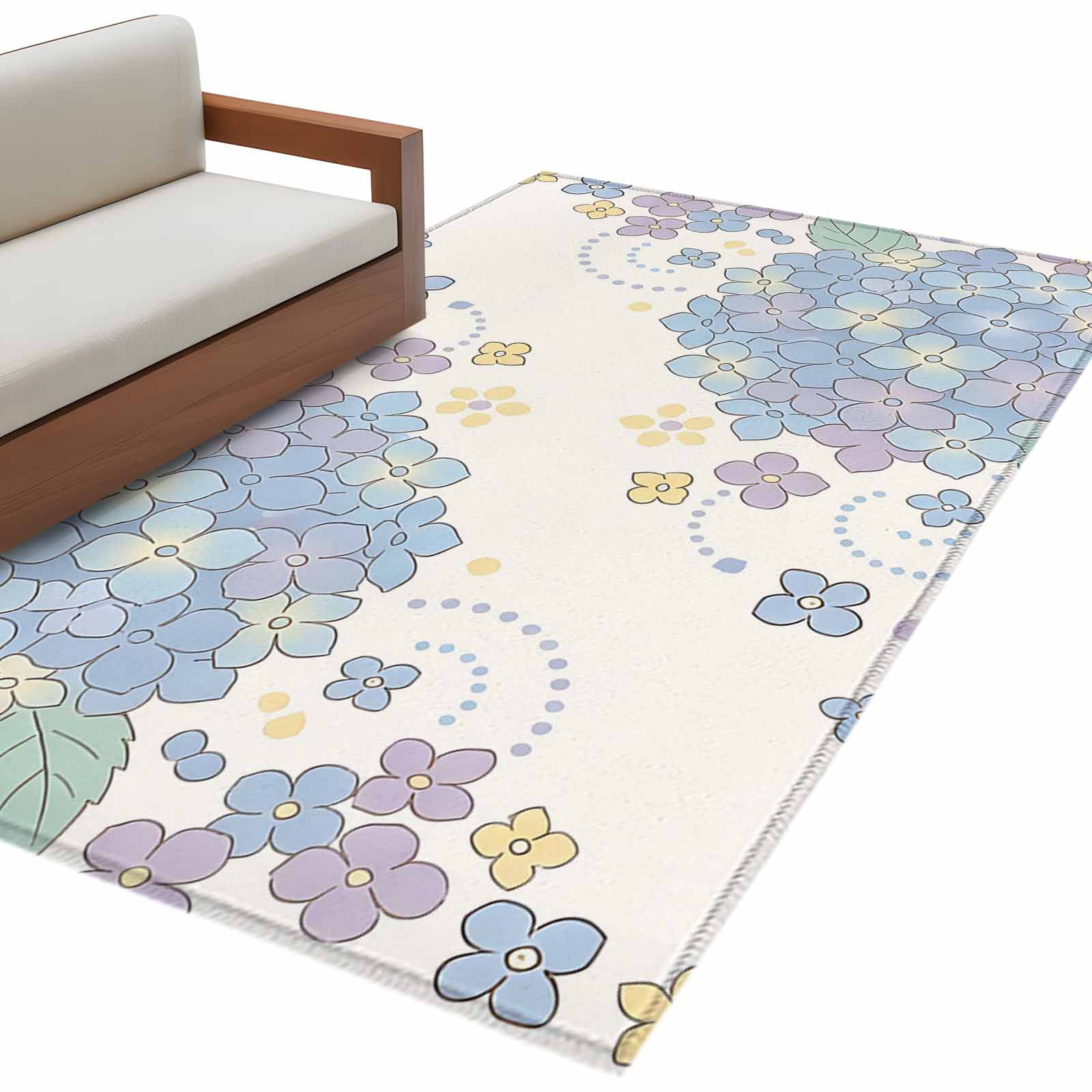 Blue Hydrangea Kitchen Runner Rug 2.7x5 Washable Runners for Hallway ...